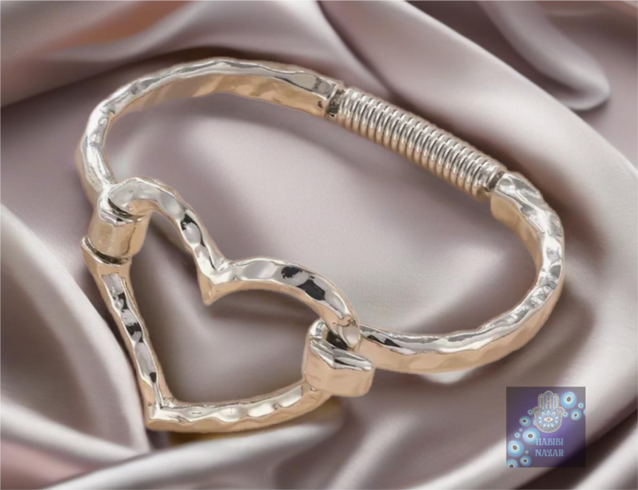 Hip Hop "Love" Style Bangle 18k Gold Plated Hollow Heart Design