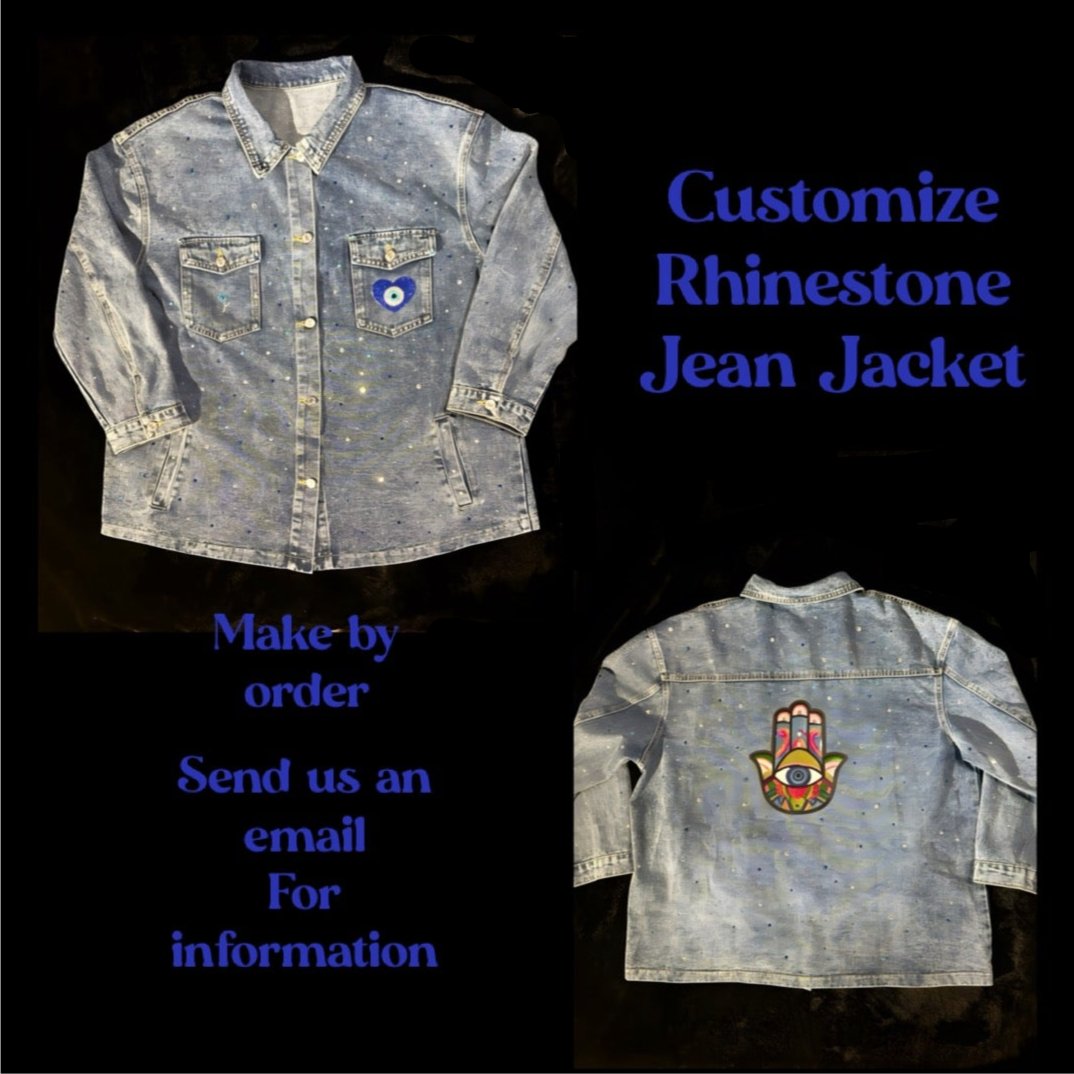 Habibi Nazar Customized Rhinestone Jean Jacket